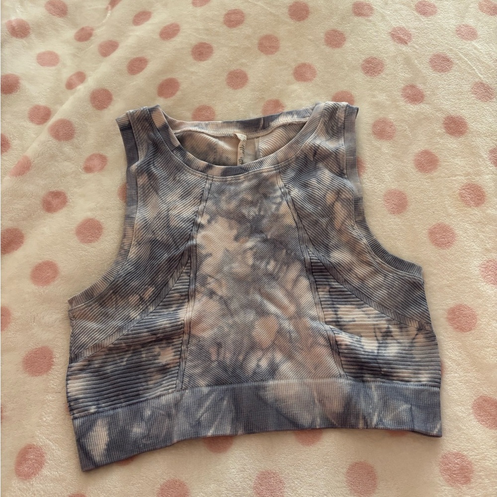 Aerie Seamless Tie-Dye Crop Tank Top - Blue/White